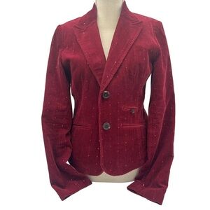 Y2K AE American Eagle Women’s Corduroy Preppy Academia Oxblood Red Blazer